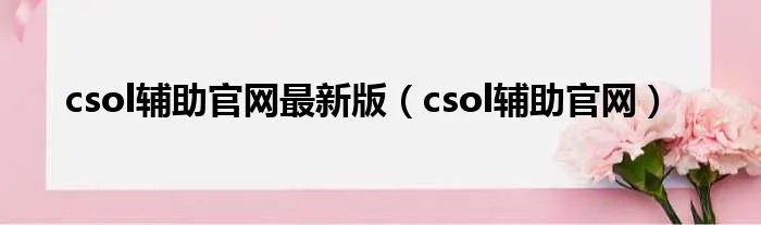 csol辅助官网最新版（csol辅助官网）