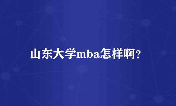 山东大学mba怎样啊？