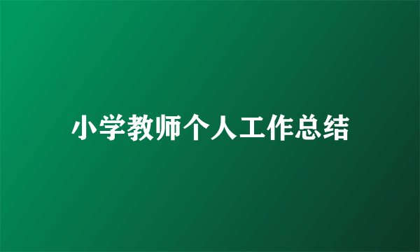 小学教师个人工作总结