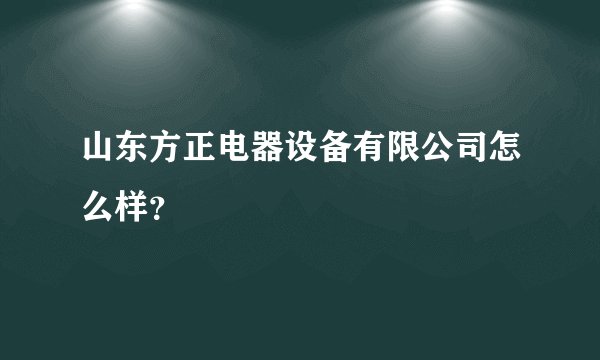 山东方正电器设备有限公司怎么样？