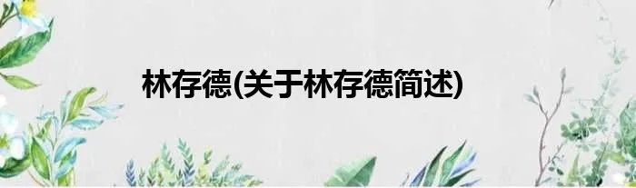 林存德(关于林存德简述)