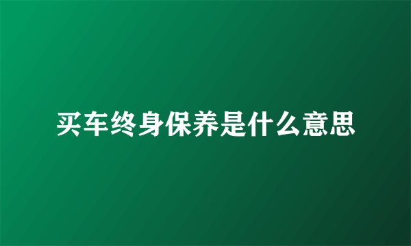 买车终身保养是什么意思