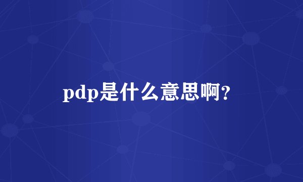 pdp是什么意思啊？