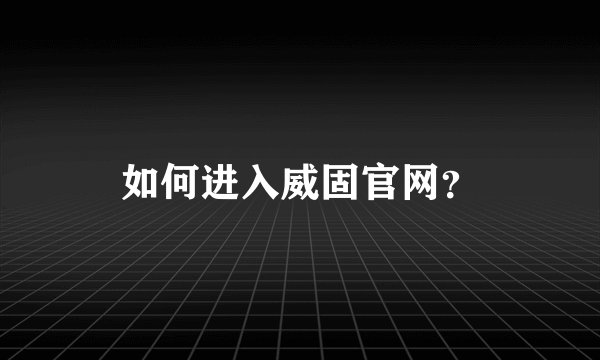 如何进入威固官网？