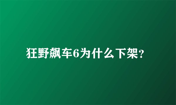 狂野飙车6为什么下架？