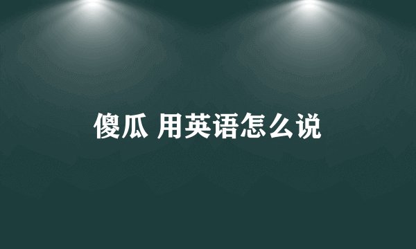 傻瓜 用英语怎么说