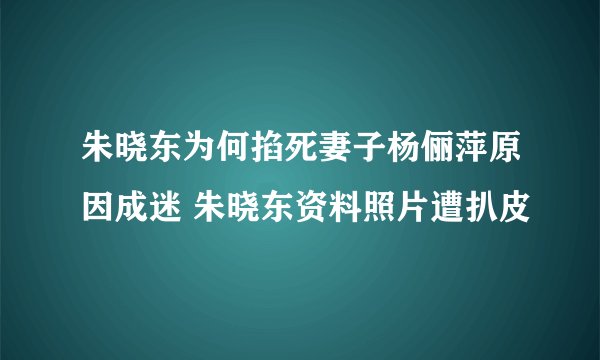 朱晓东为何掐死妻子杨俪萍原因成迷 朱晓东资料照片遭扒皮