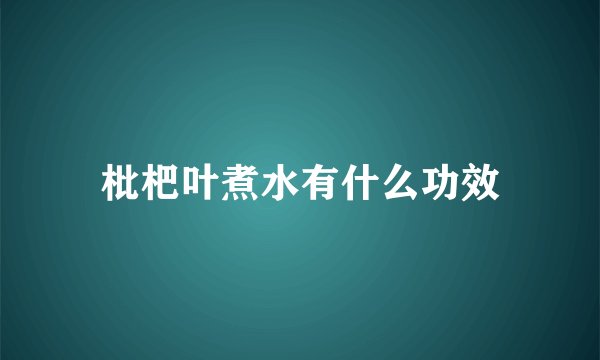 枇杷叶煮水有什么功效