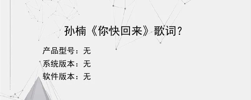 孙楠《你快回来》歌词？