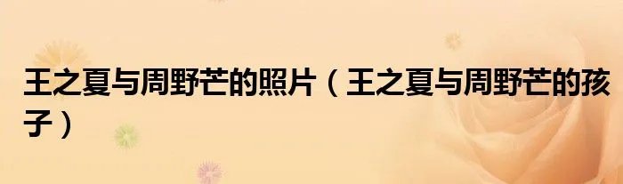 王之夏与周野芒的照片（王之夏与周野芒的孩子）