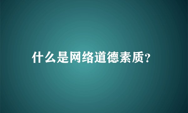 什么是网络道德素质？