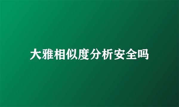 大雅相似度分析安全吗