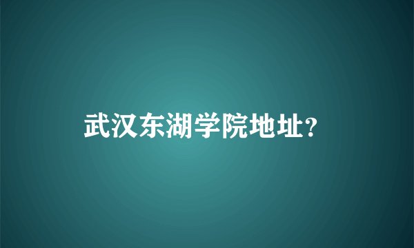 武汉东湖学院地址？