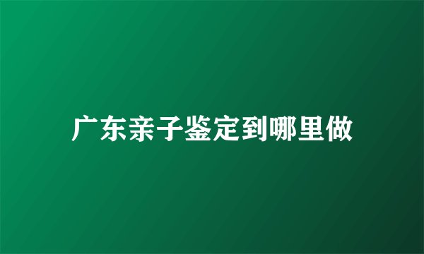 广东亲子鉴定到哪里做