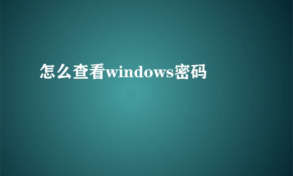怎么查看windows密码