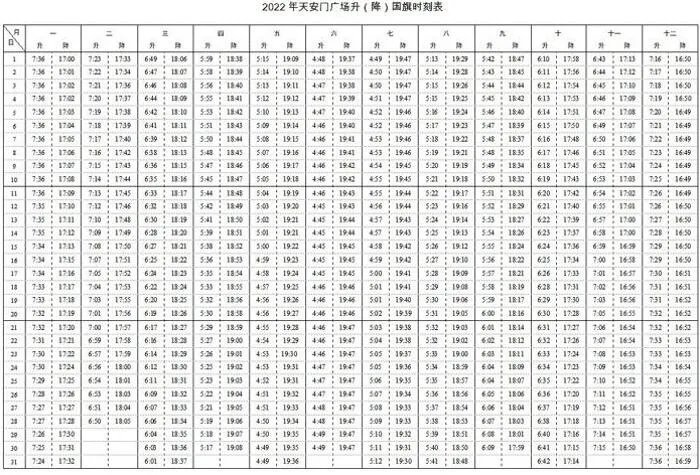 2022北京天安门升旗时间 升国旗时间表查询2022年
