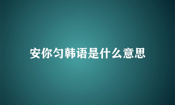 安你匀韩语是什么意思