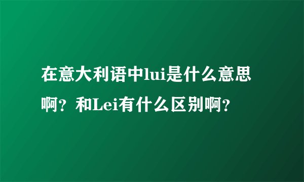 在意大利语中lui是什么意思啊？和Lei有什么区别啊？