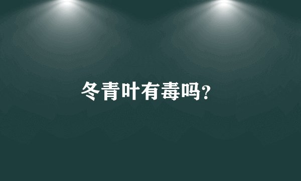 冬青叶有毒吗？