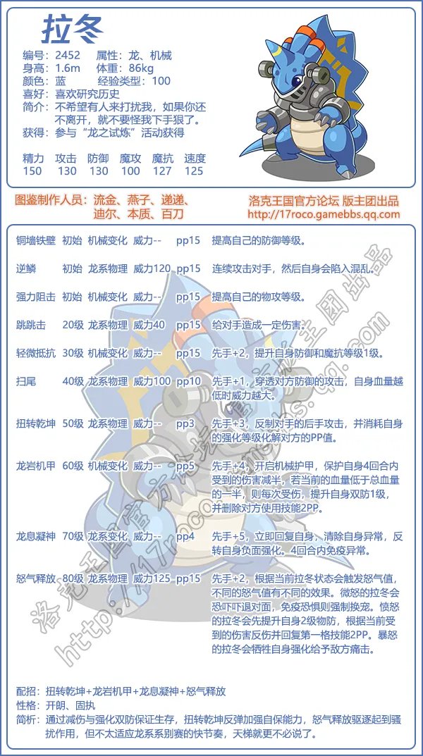 洛克王国拉冬性格推荐