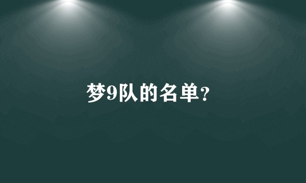 梦9队的名单？
