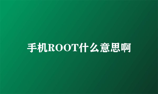 手机ROOT什么意思啊