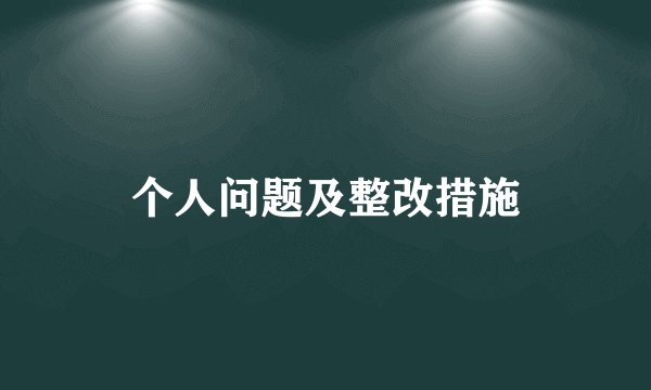 个人问题及整改措施