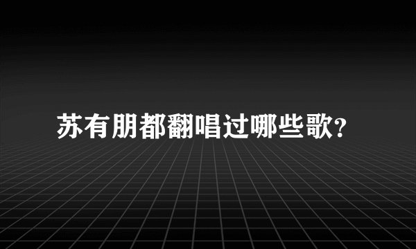 苏有朋都翻唱过哪些歌？