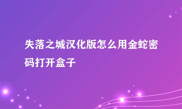 失落之城汉化版怎么用金蛇密码打开盒子