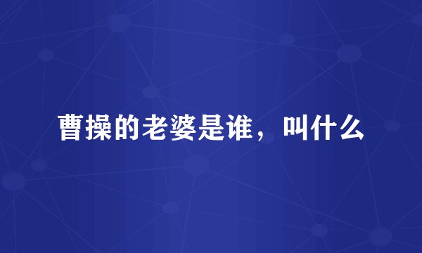 曹操的老婆是谁，叫什么