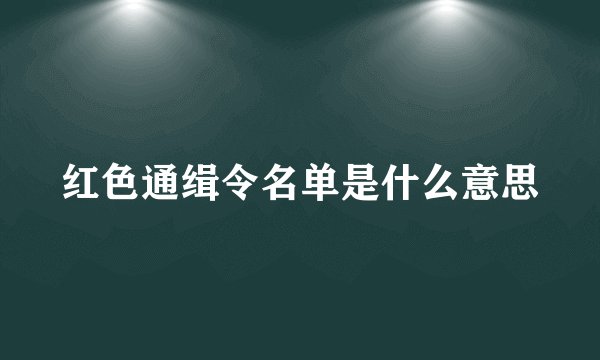 红色通缉令名单是什么意思