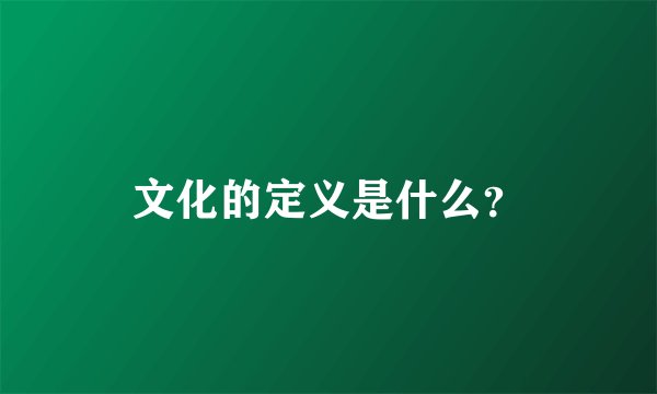 文化的定义是什么？