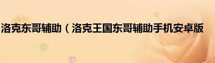 洛克东哥辅助（洛克王国东哥辅助手机安卓版