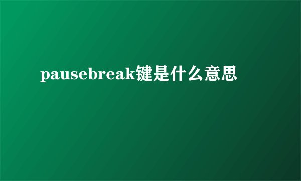 pausebreak键是什么意思