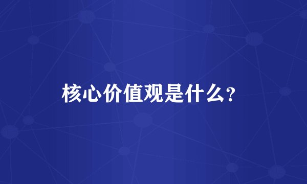 核心价值观是什么？