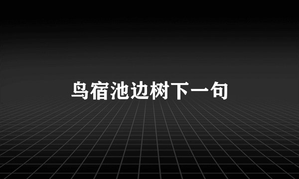鸟宿池边树下一句