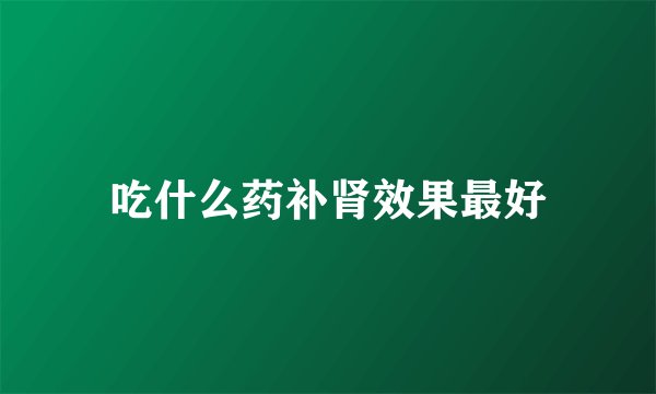 吃什么药补肾效果最好