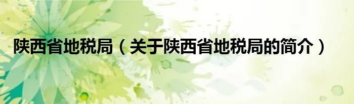 陕西省地税局（关于陕西省地税局的简介）