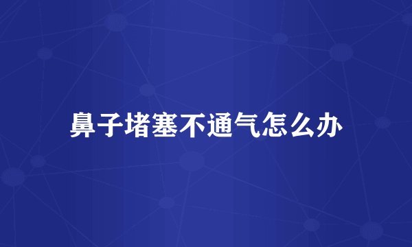 鼻子堵塞不通气怎么办
