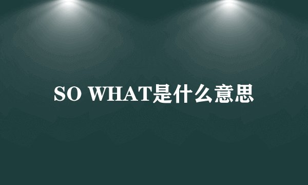 SO WHAT是什么意思