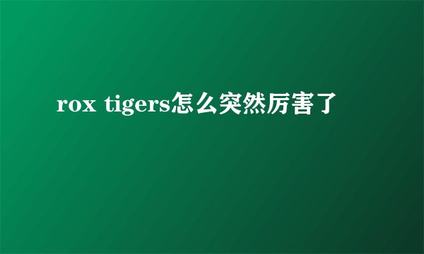 rox tigers怎么突然厉害了
