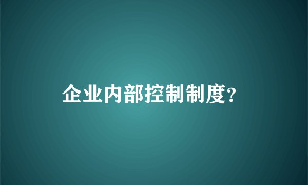 企业内部控制制度？
