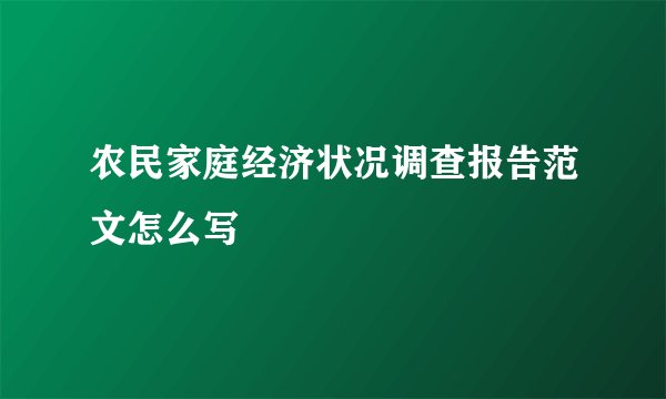 农民家庭经济状况调查报告范文怎么写