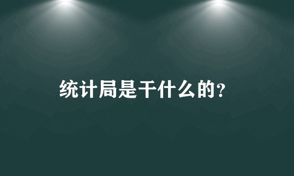 统计局是干什么的？