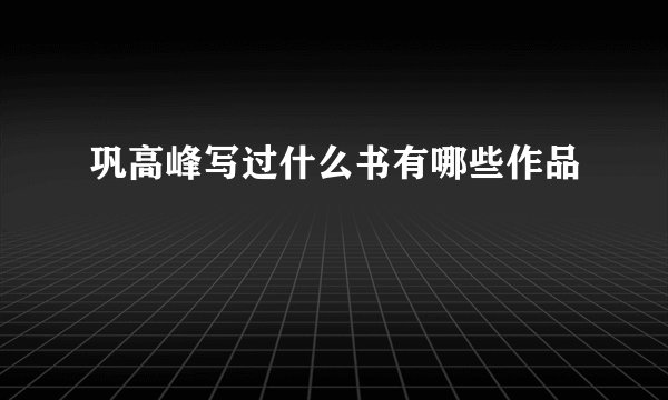巩高峰写过什么书有哪些作品