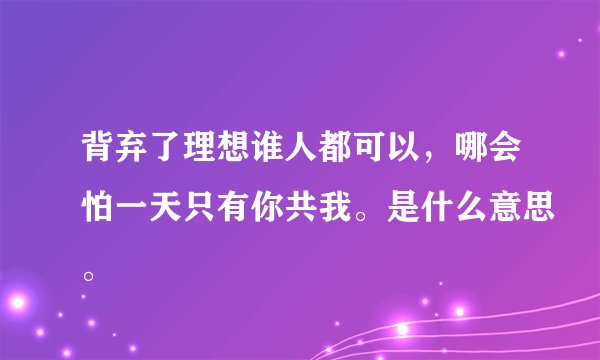 背弃了理想谁人都可以，哪会怕一天只有你共我。是什么意思。