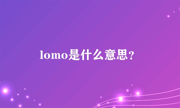 lomo是什么意思？