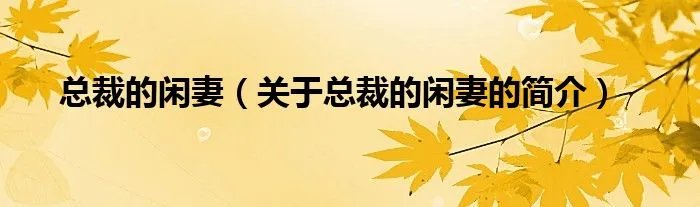 总裁的闲妻（关于总裁的闲妻的简介）