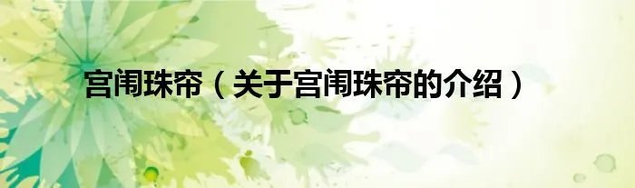 宫闱珠帘（关于宫闱珠帘的介绍）