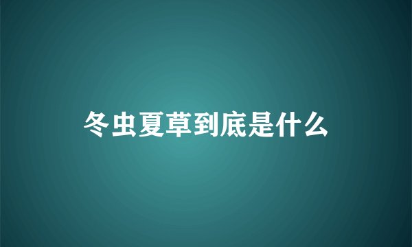 冬虫夏草到底是什么